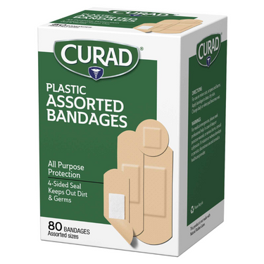 Plastic Bandages, Assorted Sizes, 80 count